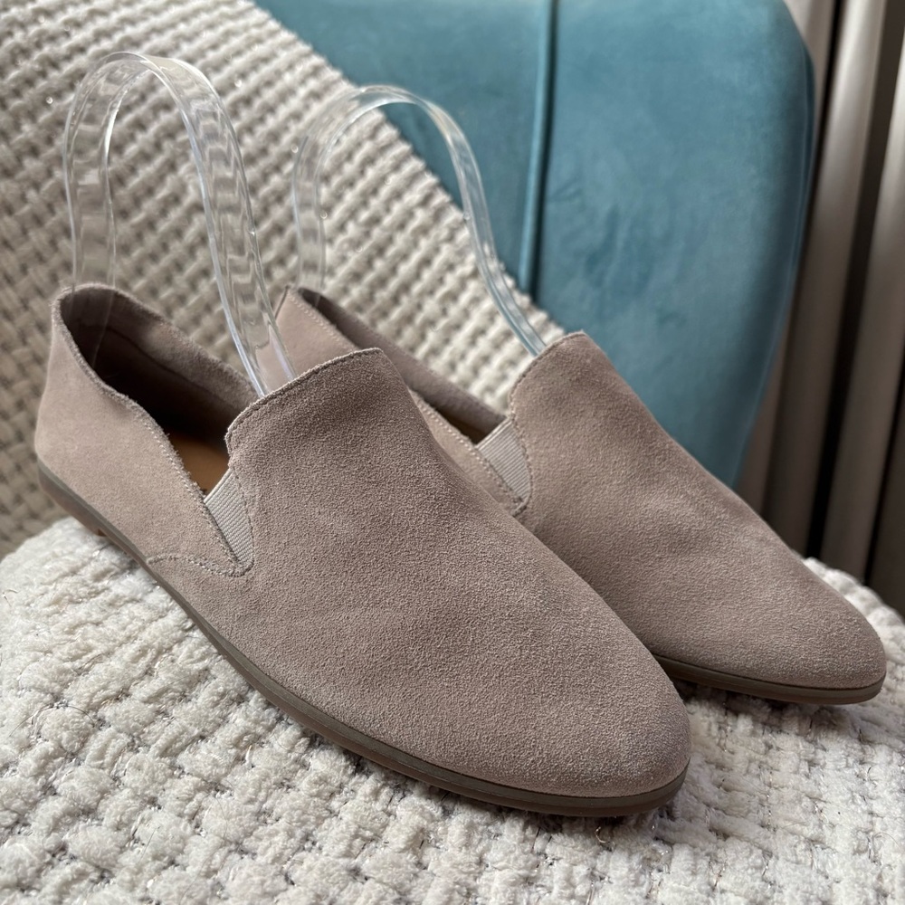 Lucky Brand Charsa 2 Taupe Suede Loafers size 8.5